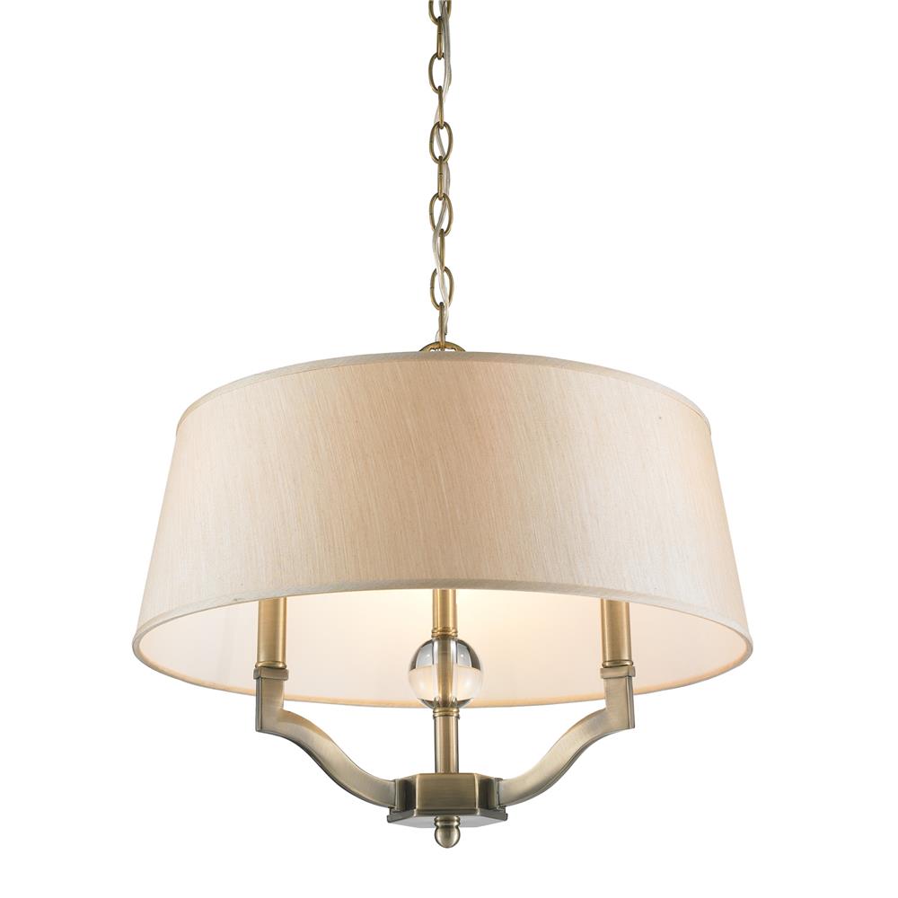 Golden Lighting 3500-SF AB-PMT Waverly Convertible Semi-Flush in the Antique Brass finish with Parchment Shade